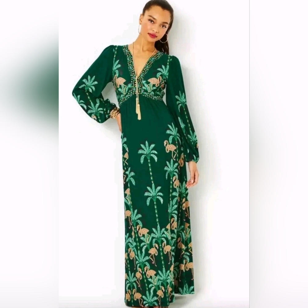 NWT Lilly Pulitzer Wexlee Maxi Dress Evergreen Stir It Up Size 8